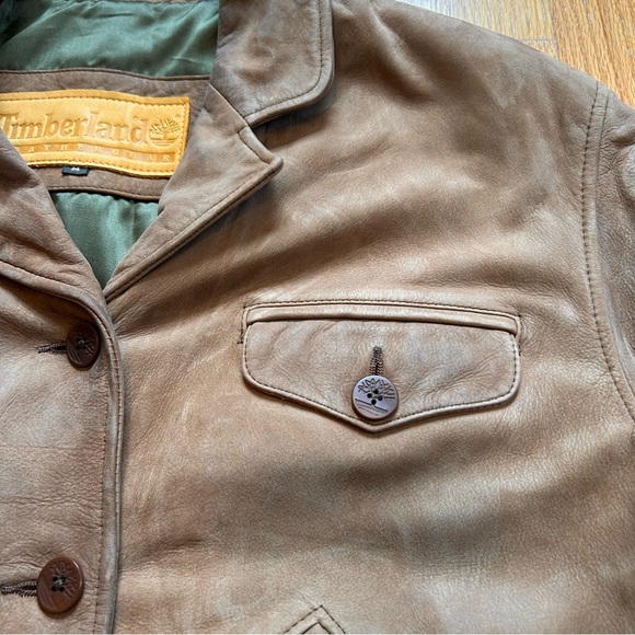 Timberland Women’s Cowhide Leather Jacket Size Medium - Picture 2 of 8